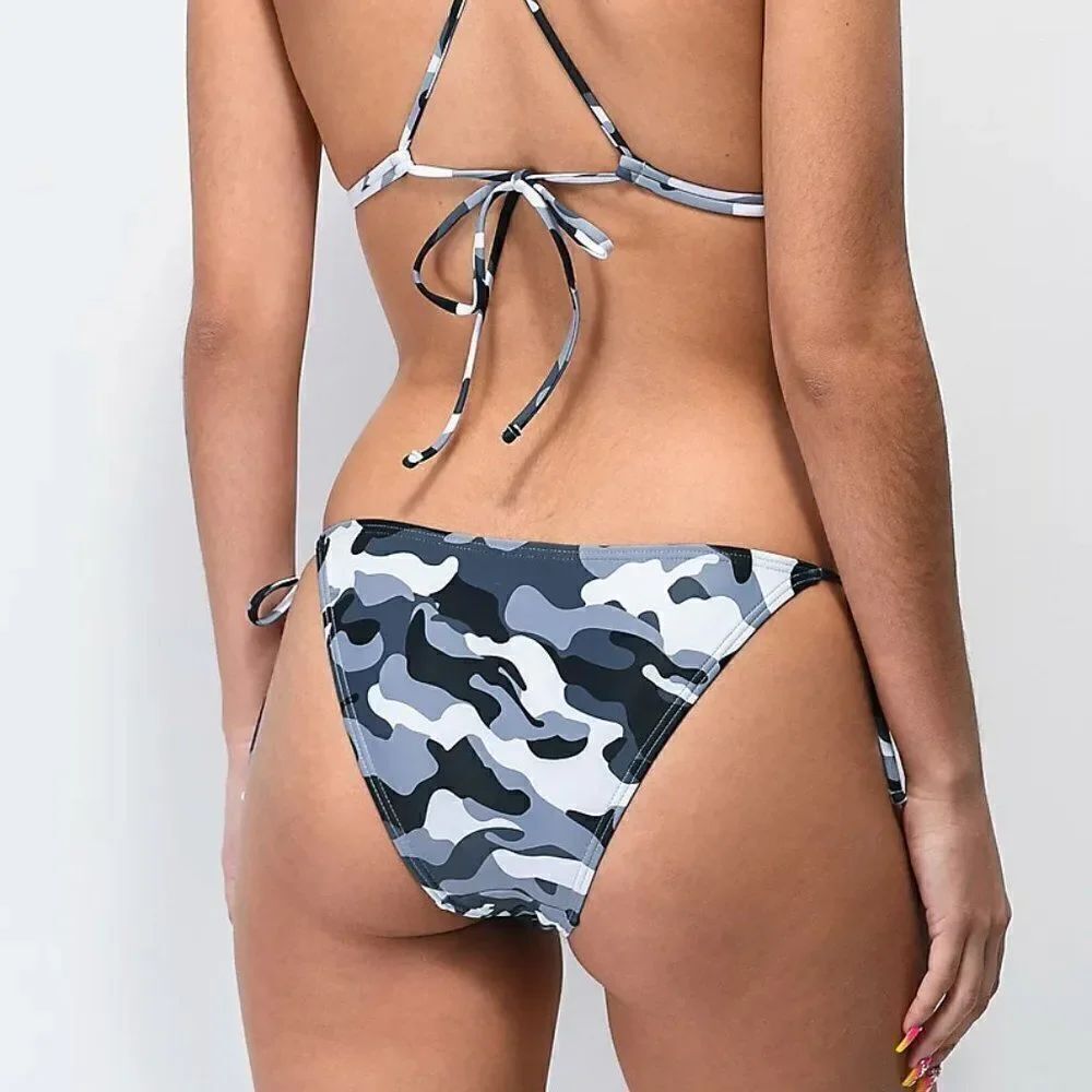 Damsel Rachael Black & White Camo Super Cheeky Bikini Bottoms in Size M